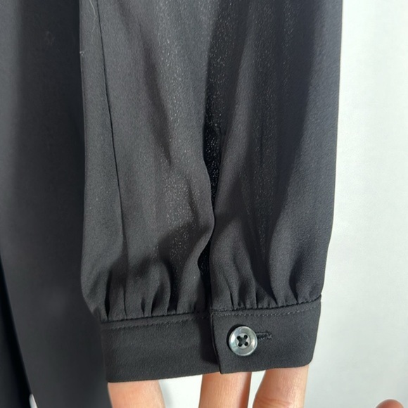 Sunday Best Black Chiffon Long Sleeve Front Wrap Dress Size 6 - Picture 9 of 10